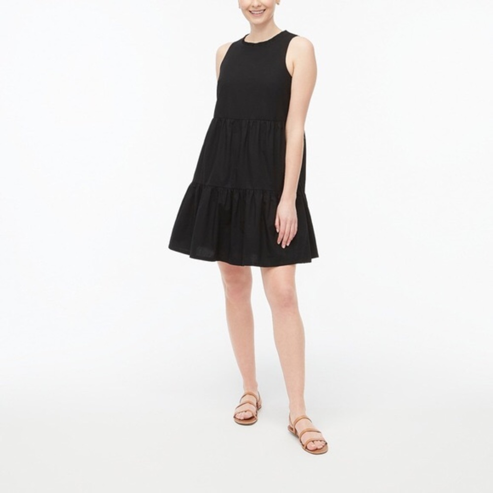 Black sleeveless j crew tiered dress NWT